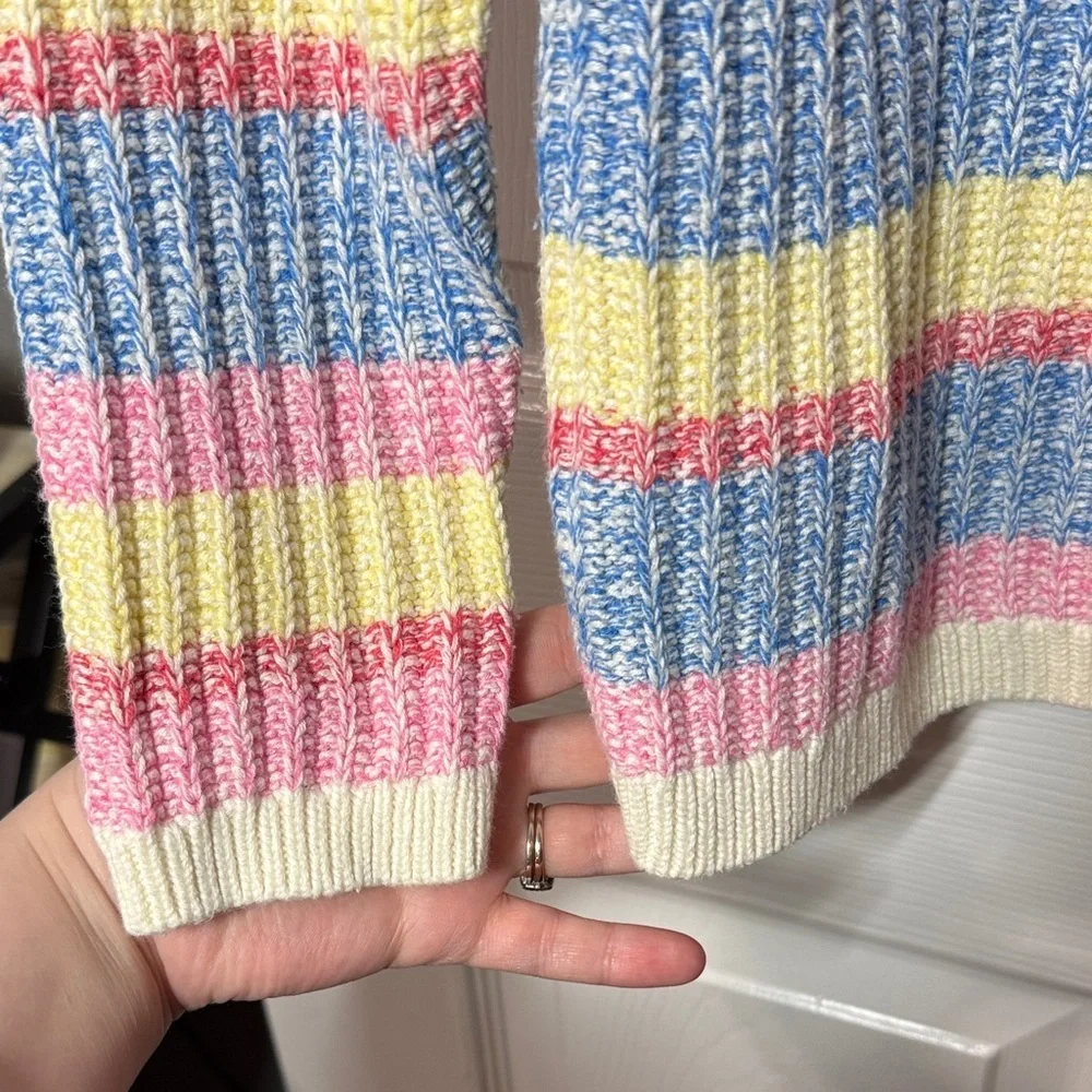 Talbots Pastel Striped Crew Neck Sweater